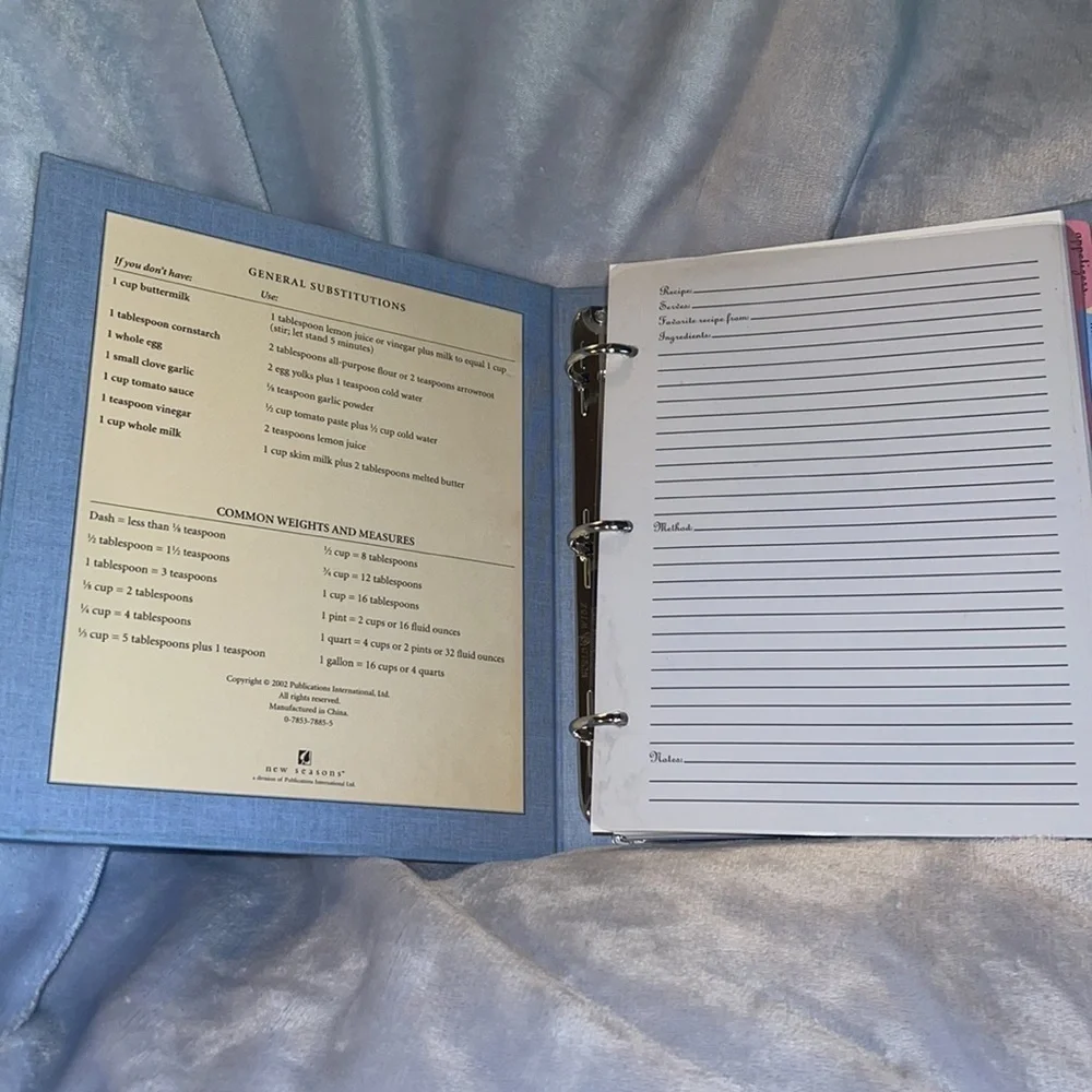 Cherry theme new cookbook with dividers & cooking tips